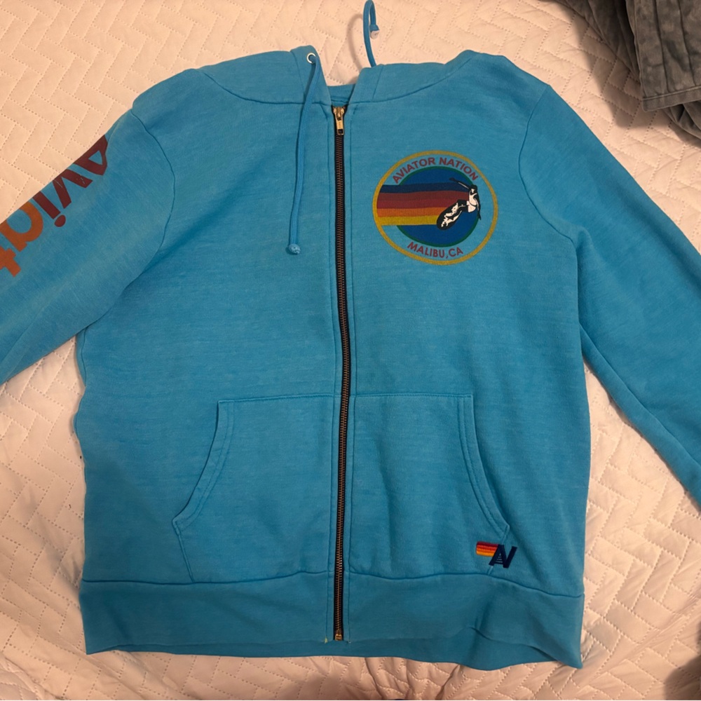 Aviator Nation Sky Blue Zip-Up Jacket